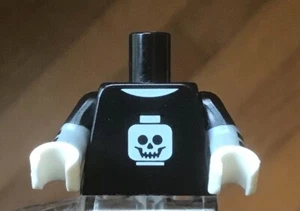 LEGO Black Minifigure Minifig Torso, Striped Arms, Skeleton Head,  Halloween - Picture 1 of 2