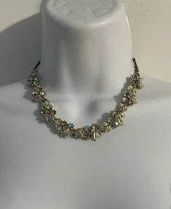 Vintage PAM goldfarben Strass Choker Halskette Halsband Aurora Borealis - Bild 1 von 12