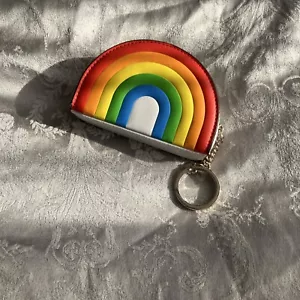Kate Spade New York Rainbow leather coin Purse & keyring NEW - Picture 1 of 8