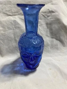 La Soufflerie Head Bud Vase Blue Glass Vase Tete Paris 3”x 6” - Picture 1 of 5