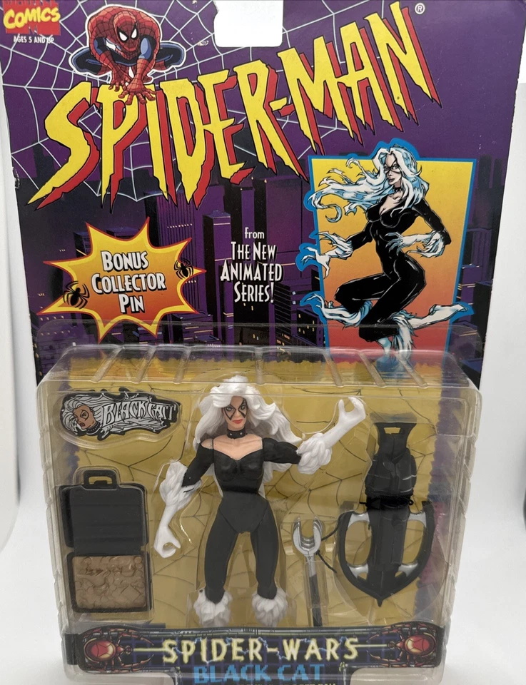 Vintage BLACK CAT 1996 ToyBiz Marvel Spiderman Animated Series Figure