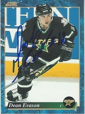 DEAN EVASON - 1993/94 Score - No. 550 - Dallas Stars - Original Signed