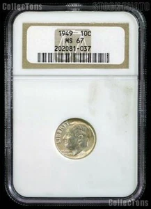 1949 Roosevelt Silver Dime in NGC MS 67 - Picture 1 of 1