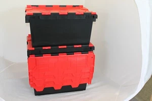 5 x Black/Red LARGE New Removal Storage Crate Box Container 80L - Picture 1 of 6