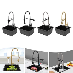 Grifo de acero inoxidable de una sola manija para fregadero de cocina con rociador extraíble - Imagen 1 de 56