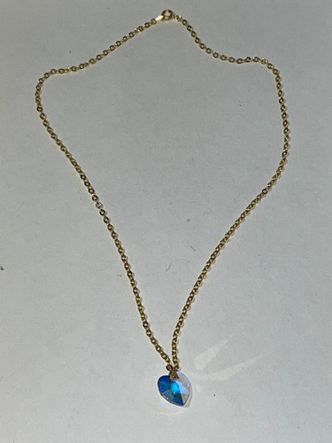 VETEMENTS Cionondoli Forma Cuore Cristallo Toni Oro Collana Donna Ragazze 18" Lunga