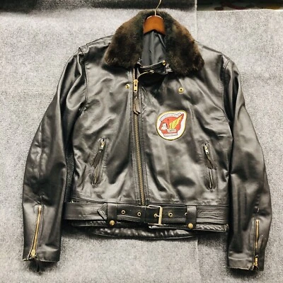 Chaqueta de Colección Para Hombre 42 Cuero Suave Negra Pesada Motociclista Piel Sintética Sherpa Foto 1 de 4
