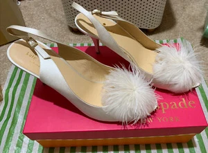 BRANDNEU BOX KATE SPADE SEMA ELFENBEIN/SATIN HEELS 10M FRÜHLING/HOCHZEIT HERGESTELLT IN ITALIEN - Bild 1 von 24