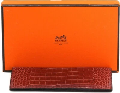 Billetera de cuero de cocodrilo rojo Hermes Foto 1 de 4