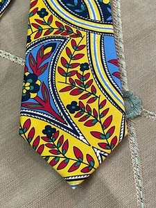 Necktie - Turnbull & Asser Yellow Blue Red Oversized Floral Paisley Pattern - Picture 1 of 6