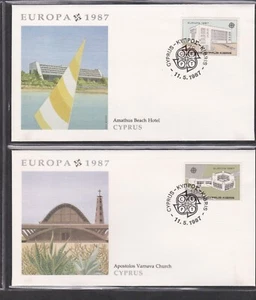 CYPRUS 1987 2 FLEETWOOD FIRST DAY COVERS EUROPA ARCHITECTURE CACHET - Picture 1 of 2