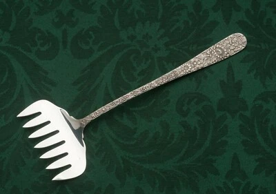 Repousse by S Kirk & Son, Bacon Serving Fork, Sterling Silver 7 5/8" - Image 1 of 2