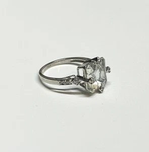 Engagement Ring — Yellow/green Quartz, Sterling Silver — Vintage Look - Picture 1 of 9