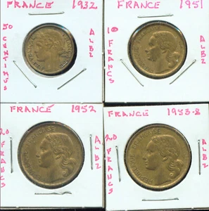 WORLD COINS FRANCE 1932 5 , 51 10 C, 52 & 53 20 C Nice Coins (G612) - Picture 1 of 2