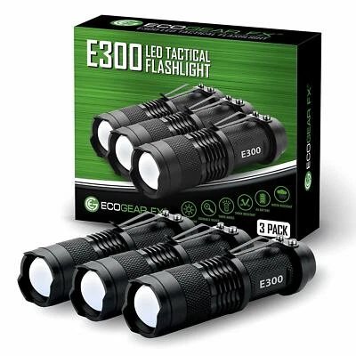E300 EDC Flashlight - Everyday Carry Flashlight 3 Light Modes and Zoom [3 PACK] - Image 1 of 4