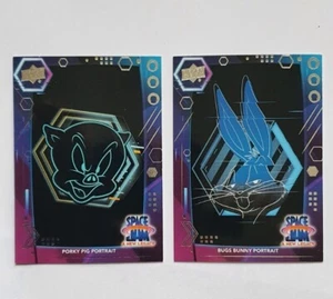 Upper Deck x2 Cards Set Space Jam 2021 portrait Bugs Bunny Porky Pig # 38 40 - Picture 1 of 4