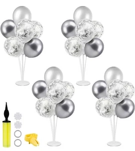 ZJDHPTY 4-Piece Silver Balloon Stand Kit – Party Table Centerpiece Decorations - Picture 1 of 3