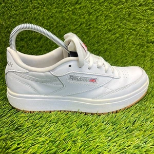 Reebok Club C Double Platform Boys Size 4.5Y White Gum Athletic Shoes Sneakers - Picture 1 of 11