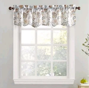 Signy Jacobean Pattern Curtain 54 X 13" Light Filtering Rod Pocket Kitchen -2pcs - Picture 1 of 2