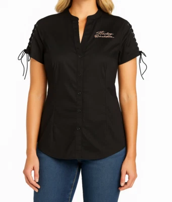 Camisa Harley-Davidson para mujer con cordones Script Font - 96115-22VW Foto 1 de 4