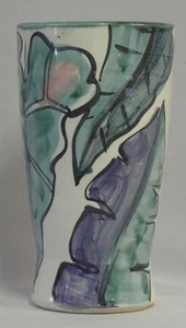 Jarrón de colección hecho por artista diseño de hoja de caladio Sagittato pintado a mano 0011010 - Imagen 1 de 3