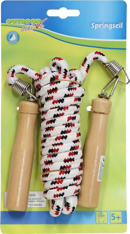 Springseil Kinder Sprungseil mit Holzgriffen Länge 280 cm Seilspringen - Bild 1 von 1