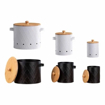 Durable Storage Tins With Bamboos Lids Container For Kitchen Counter Use - Image 1 of 4