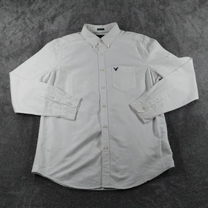 American Eagle Shirt Mens Large White Oxford Cotton Seriously Soft Smart Career - Picture 1 of 10
