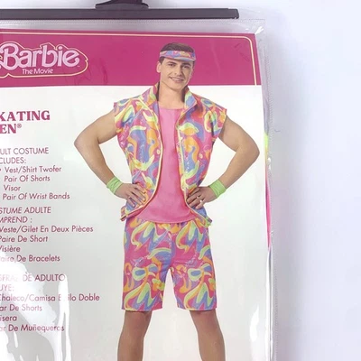 Barbie the Movie Skating Ken Doll Costume Mens M 38-40 Vest/Shirt Shorts Visor - Image 1 of 4