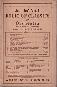 Jacobs No. 1 Folio of Classics for Orchestra 1st Violin 1914 - Picture 1 of 4