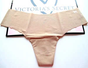 Victoria's Secret PINK unsichtbarer Tanga Höschen VS beige mokka latte hellbraun M Medium neu mit Etikett - Bild 1 von 4