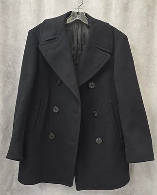 Not Salty Vintage US Navy Wool Peacoat Men 36R Blue Jacket Nautical #DK100 - Image 1 of 4