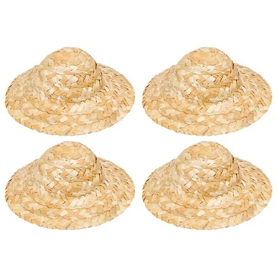  4 pezzi mini cappello a cilindro in paglia intrecciata per bambole cappelli - Immagine 1 di 4