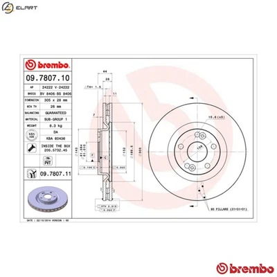 2x BRAKE DISC 09.7807.11 FOR RENAULT ESPACE/III/Mk AVANTIME G9T642/710 2.2L 4cyl - Image 1 of 4
