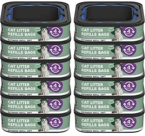 Sacchetti ricarica lettiera gatti Jumbo confezione da 12 28 piedi ciascuno compatibile con Litter Genie - Foto 1 di 5