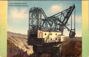 MINING, Coal Stripping Shovel in Southeastern KANSAS Linen Postcard - Picture 1 of 2
