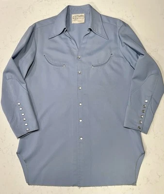Vintage Nudie’s Rodeo Tailors Mens Powder Blue Western Pearl Snap Up Shirt 1960s - Image 1 of 4