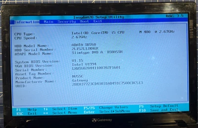 网关 PEW91 便携式电脑 V1994 英特尔 R 酷睿 i5 2.67GHz 电池工作正常 — 第 1/4 张图片