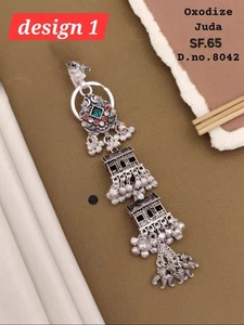 Oxidised Juda pin Indian traditional silver color hair accessory diwali gift - Picture 1 of 14