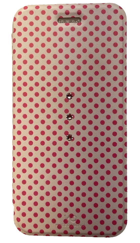 Белые бриллианты девчачье издание кристалл буклет чехол для iPhone 6 - розовый/точки - Изображение 1 из 4