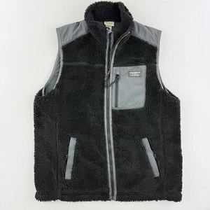L.L.BEAN Sherpa Fleece Vest Mens Size L Black Gray Zip 519060 - Bild 1 von 8