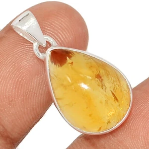 Natural Cabochon Citrine - Brazil 925 Sterling Silver Pendant Jewelry CP60173 - Picture 1 of 1