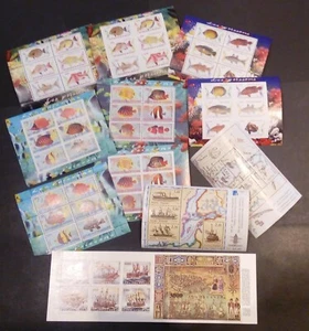 WA17 Peces Fauna Marina Juego de 10 Hojas Diff + 1 Folleto MNH - Imagen 1 de 1