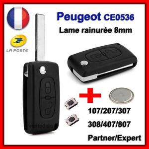 Guscio Chiave per Peugeot 107 207 307 308 Sw Partner CE0536 Lama Con + 2 Switch