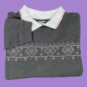 Sudadera vintage Adrian Dilafield para mujer grande cuadrada gris bordada pulóver - Imagen 1 de 8