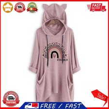 Teachers Life Rainbow Teaching  Cat Ear Hoodie-06699 XL / Pink