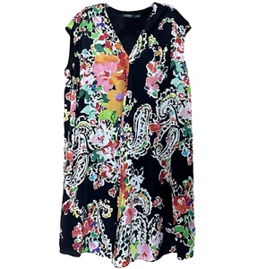 Ralph Lauren Dress Size 14W Paisley Floral Print V-neck Business Casual Office - Picture 1 of 9