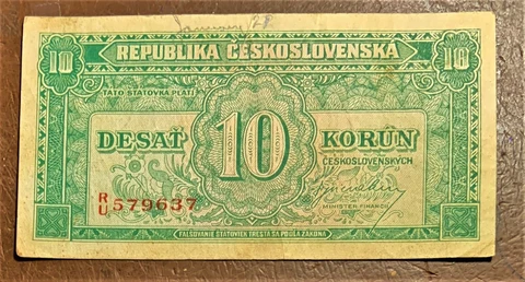CZECHOSLOVAKIA 10 korun ND (1945) P60a VF Cover