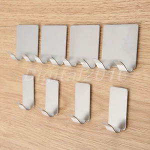 4pc Self Adhesive Sticky Hooks Bathroom Door Wall Storage Hanger Stainless Steel - Picture 1 of 10