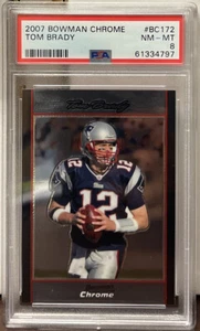 2007 BOWMAN CHROME #BC172 TOM BRADY NEW ENGLAND PATRIOTS MVP PSA 8! - Picture 1 of 2